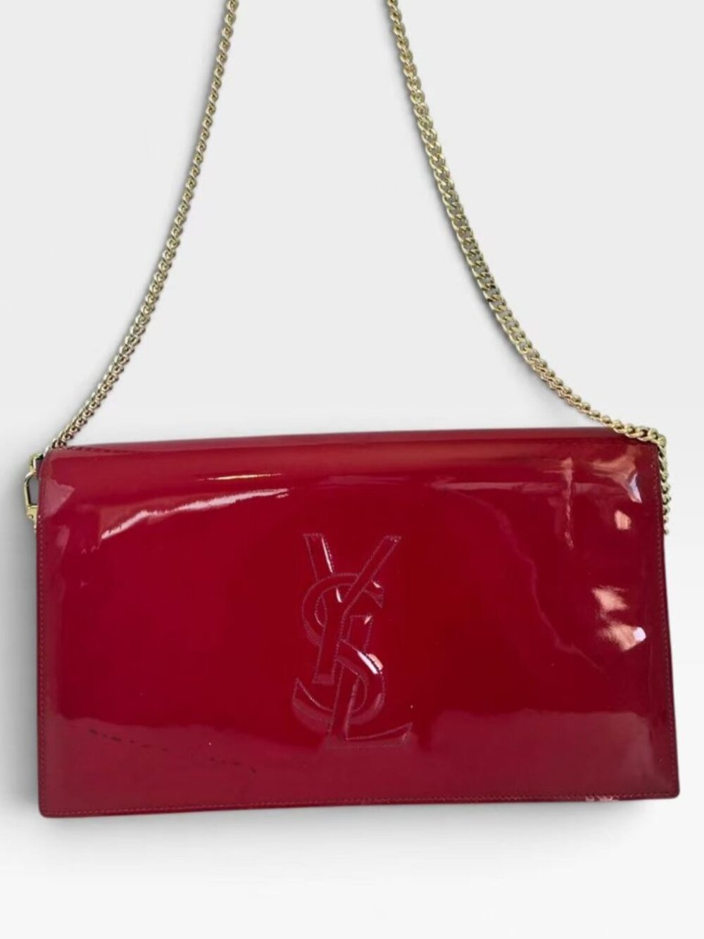 Saint Laurent YSL Red Patent Leather Clutch Bag
